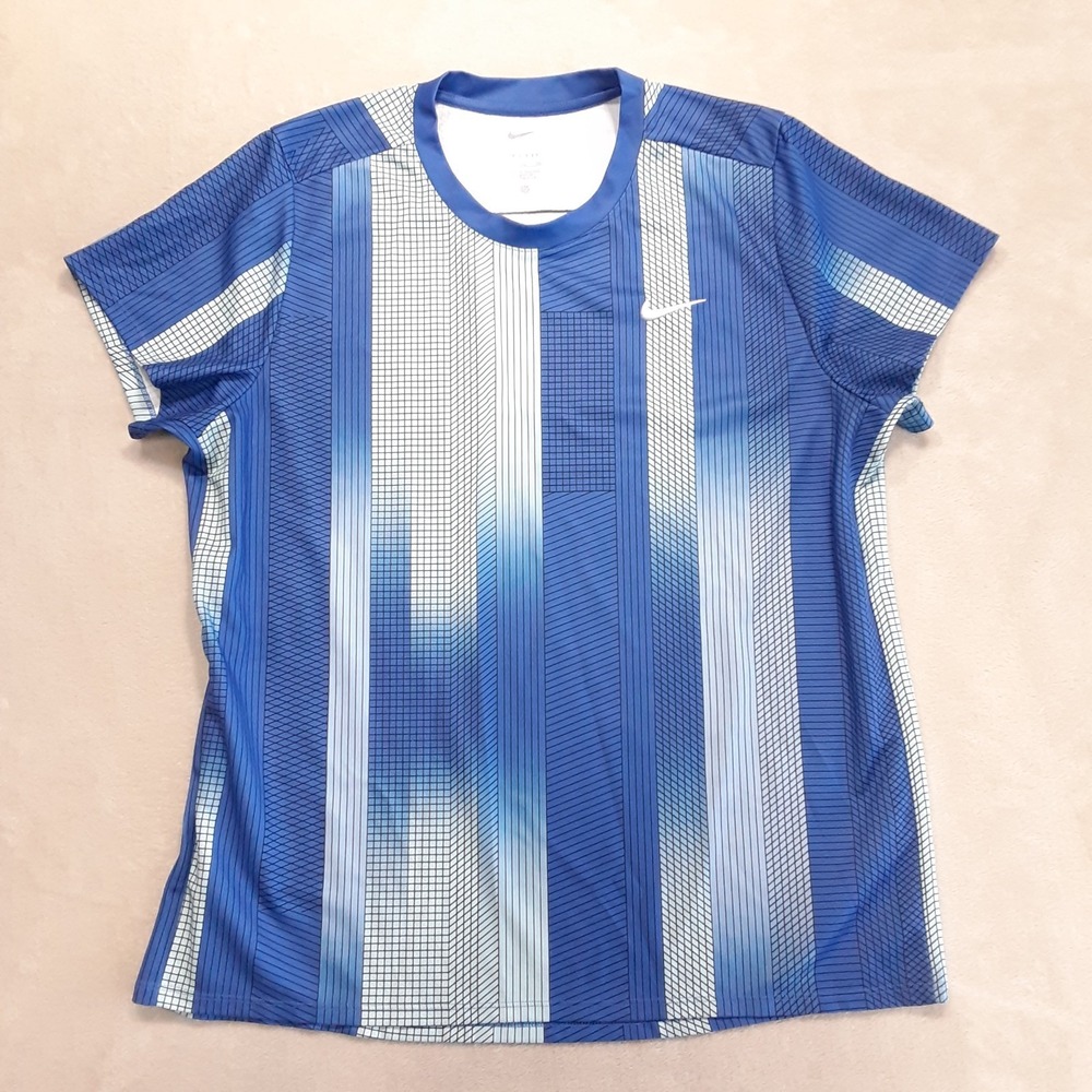 Nike Dri-Fit Mens Court Victory Tennis Shirt XL Comet Blue Colorway